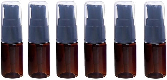 Set di flaconi riutilizzabili 10ml - 6 pezzi - PET - colore marrone - flaconi da viaggio - set da viaggio