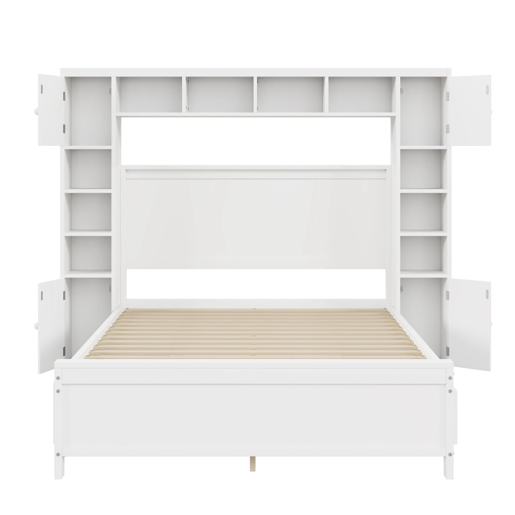 Letto 140x200 - Xylo - Bianco con cassetti e armadio