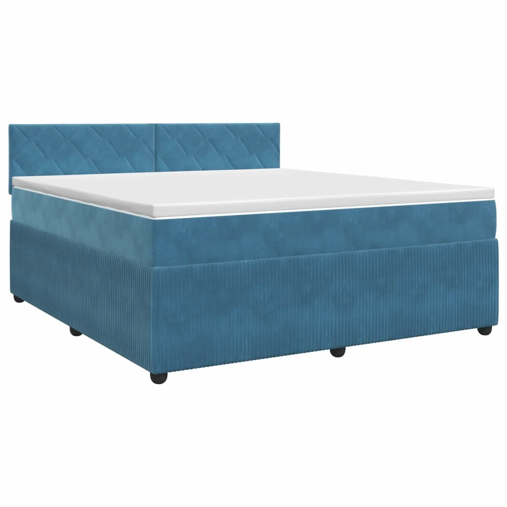 Letto box spring con materasso Blu Scuro 140 x 190 cm Velluto 3451683