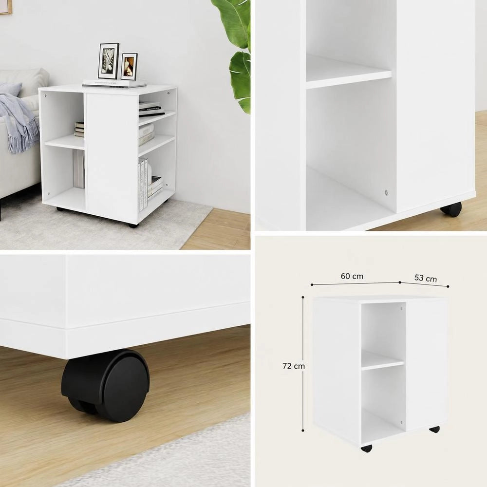 Rolling Cabinet, White, 60x53x72 Cm, Wood-based Material