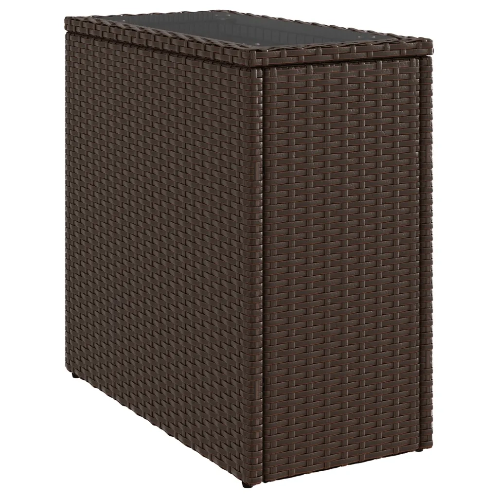 Tavolino-Tavolino da soggiorno-Tavolo Giardino Piano Vetro Marrone 58x27,5x55 cm Polyrattan