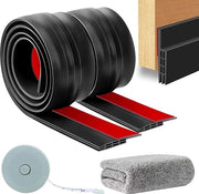 Blocco del Vento per Porte - Striscia Autoadesiva per la Base delle Porte - Sigillatura Acustica per le Porte - Impermeabile Risparmio Energetico - Pacchetto da 2 - 100cm x 5cm Nero