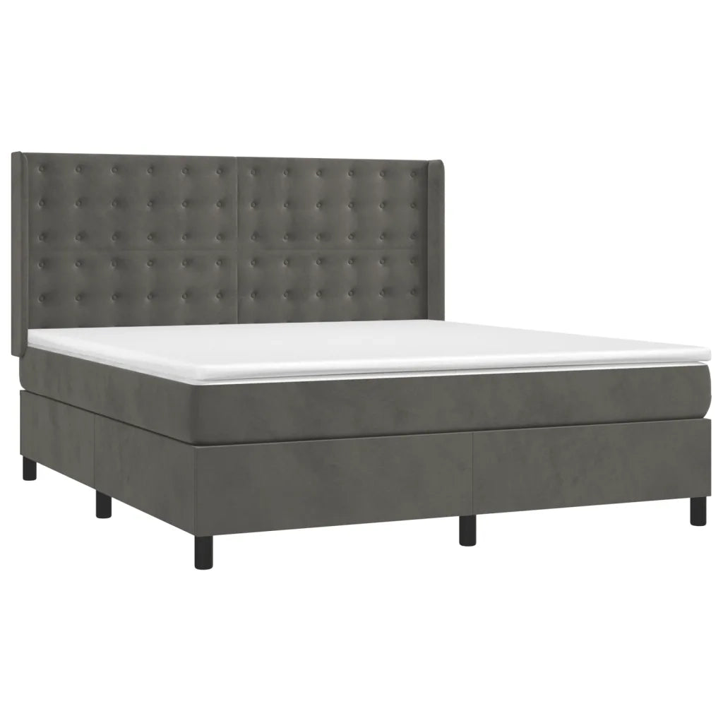 Giroletto a Molle con Materasso Grigio Scuro 160x200 cm Velluto 3132928
