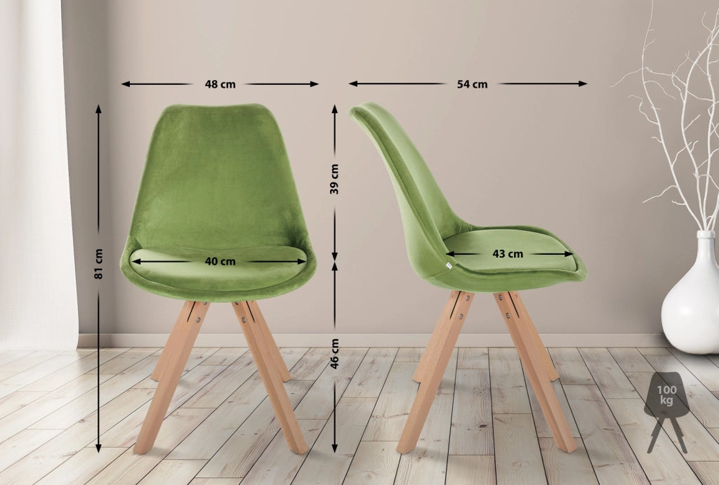 Sedia Sofia Velvet Verde chiaro,natura (quadrato)