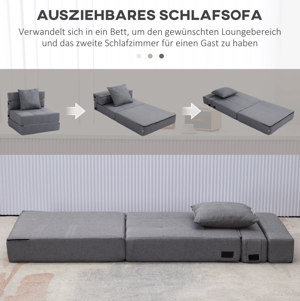 Poltrona letto pieghevole 2 in 1 grigio scuro 70x174 cm