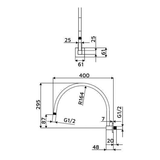 Braccio doccia orientabile quadrato 40 cm