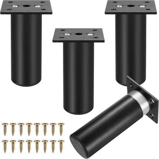 4 Pezzi di Supporti per Mobili Flessibili 10cm - Supporti per Mobili - Supporti Neri per Divano, Tavolo e Armadio - Supporti Flessibili per Cassetti e Pannelli