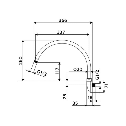 Braccio doccia orientabile tondo 35 cm