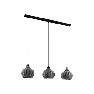 Lampadario Contemporaneo Tamallat 3 Luci Acciaio Nero