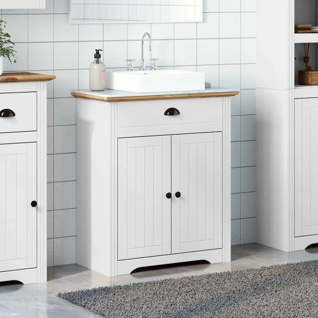 vidaXL Mobile Lavabo da Bagno BODO Bianco e Marrone 70x35x80 cm