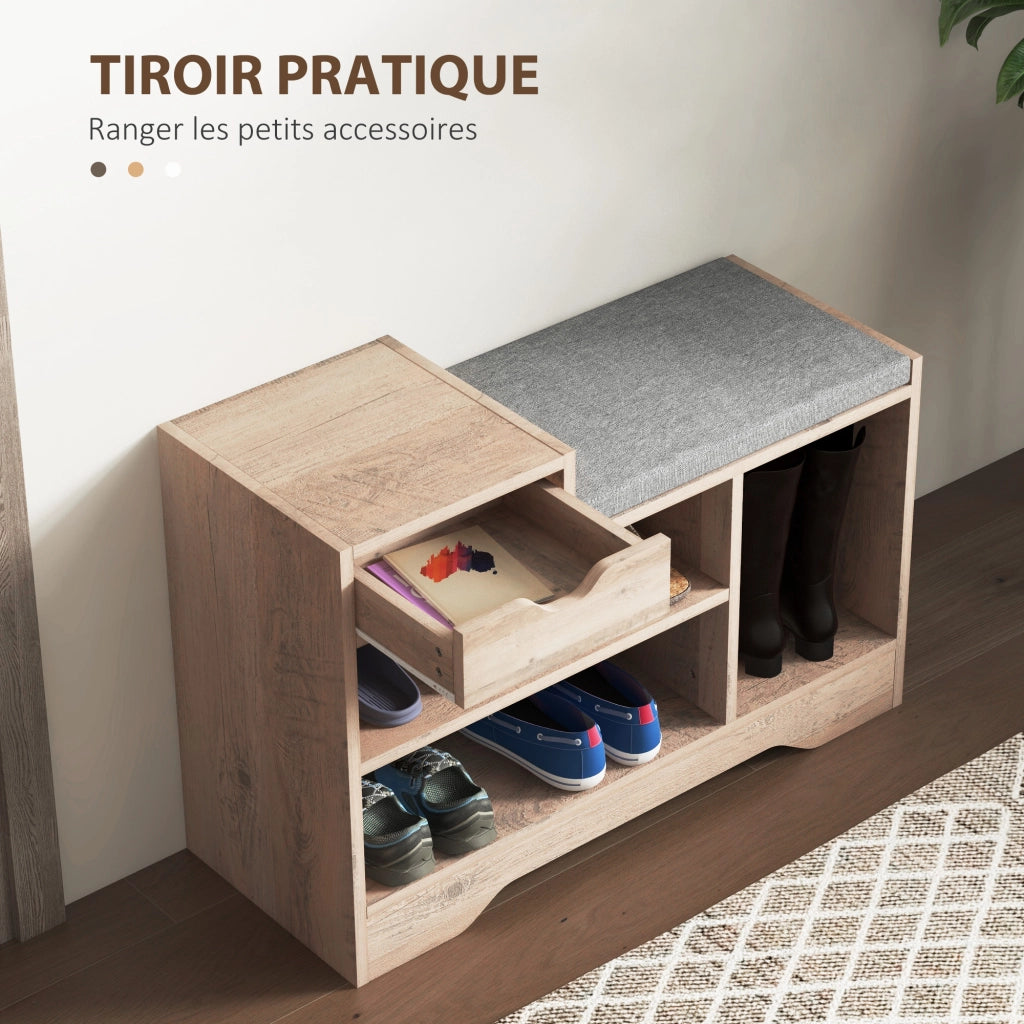 Scarpiera con cassetto e 3 scomparti ¨C zephmum ¨C 76.5x30x52 cm grigio
