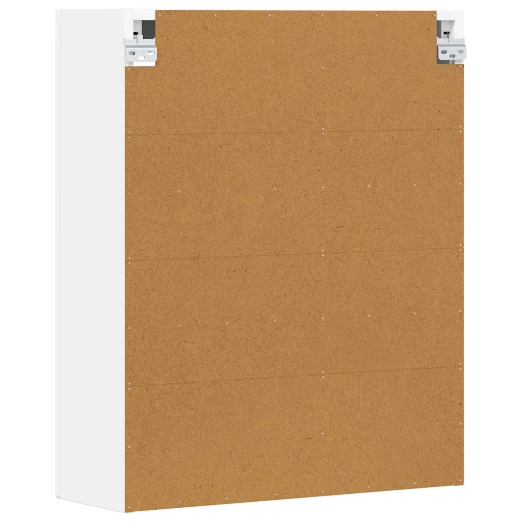 Mobiletto da bagno moderno a parete 59 x 20 x 71 cm elegante finitura in legno composito bianco 02_0054782