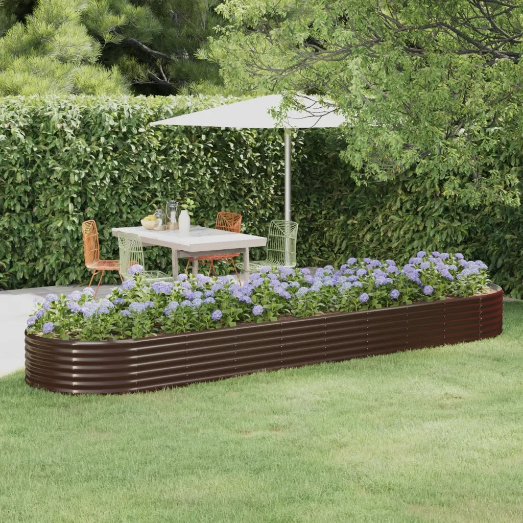 Vaso Giardino Acciaio Verniciato Polvere 396x100x36cm Marrone cod mxl 67369