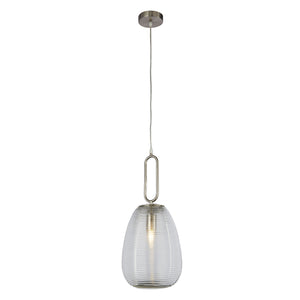 Sospensione Contemporanea Elisir Acciaio Cromo Vetro Trasparente 1 Luce E27
