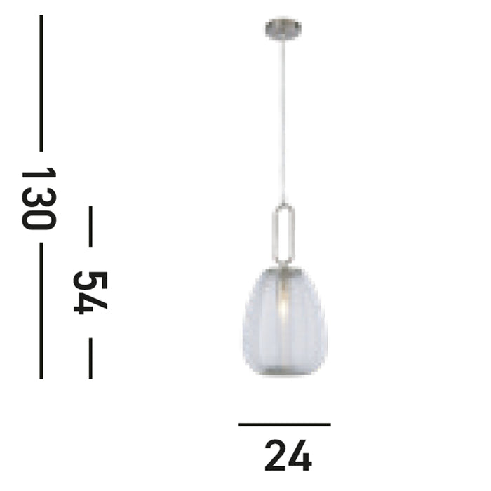 Sospensione Contemporanea Elisir Acciaio Cromo Vetro Trasparente 1 Luce E27