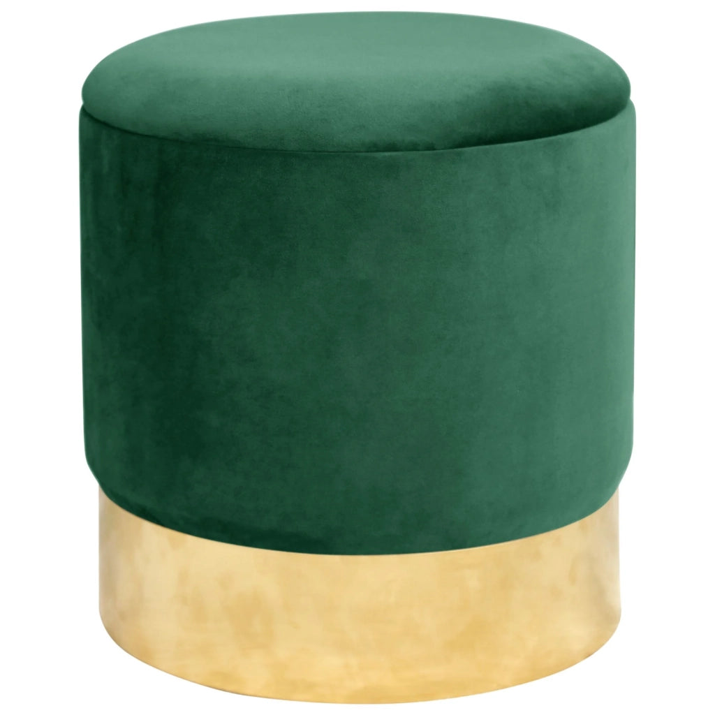 Pouf a scomparto rotonda in velluto AKORD GOLDEN colore Verde bottiglia