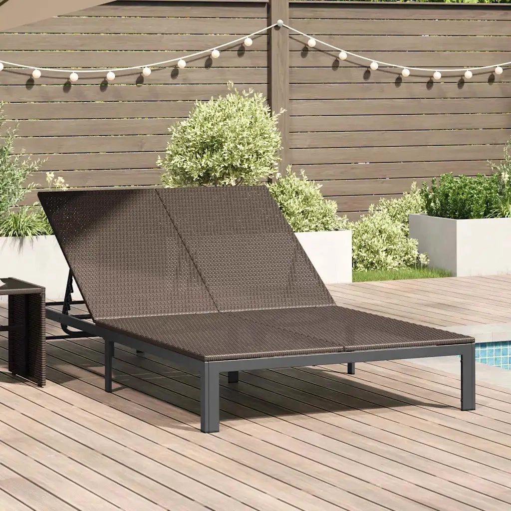 Lettino da Sole Marrone 206 x 115 x 75 cm polyrattan 42004132