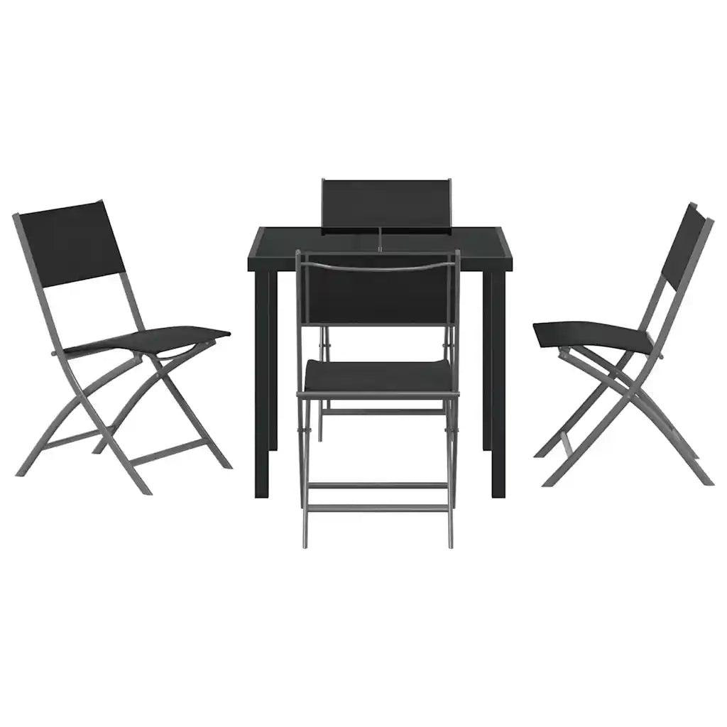 Set da Pranzo per Giardino 5 pcs Nero