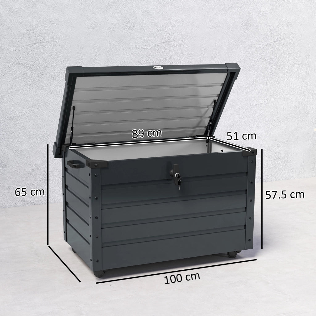 Baule da Giardino ¨C zephmum ¨C Grigio Scuro Acciaio Zincato 100x62x65