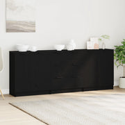 3 Pezzi Mobiletti Nero Rovere Legno Ingegnere