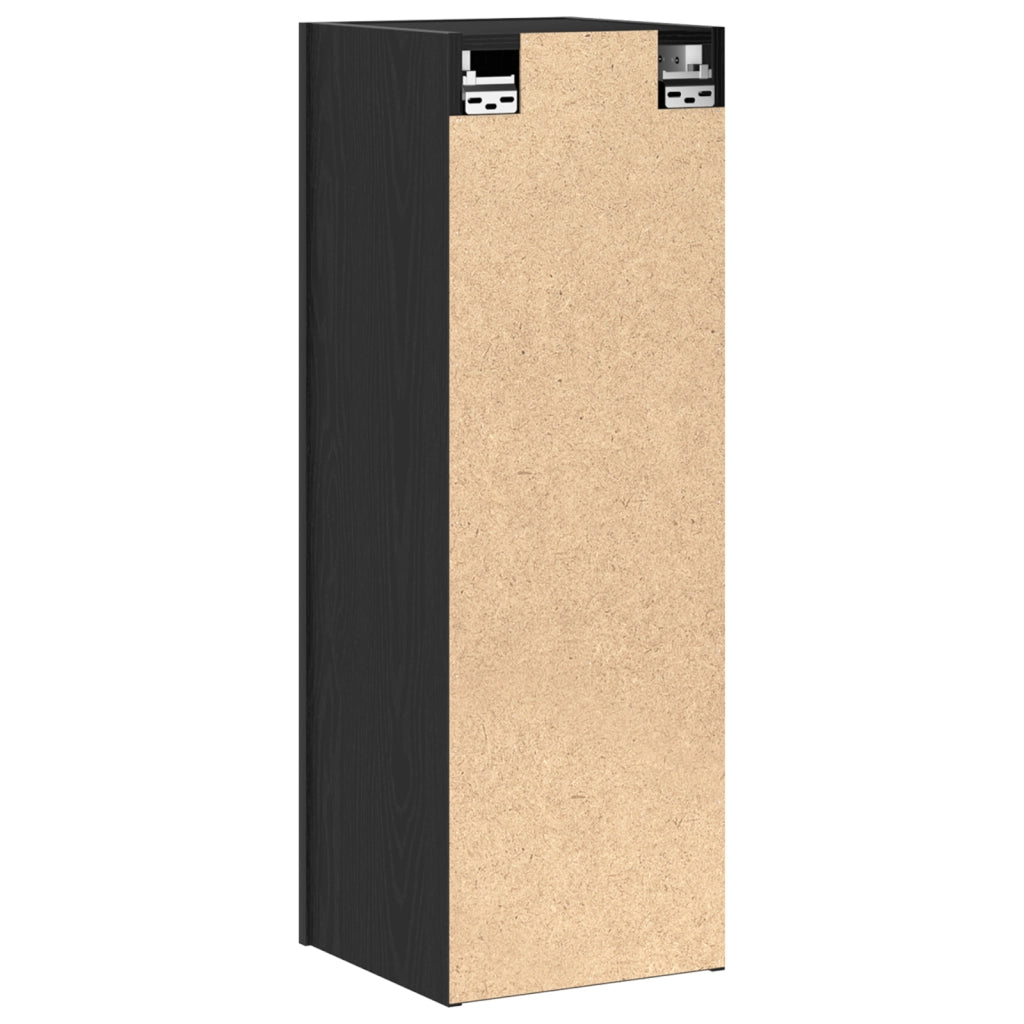 Armadietti TV a muro 2 pz in Nero Rovere 30,5x30x90 cm in Legno ingegnerizzato