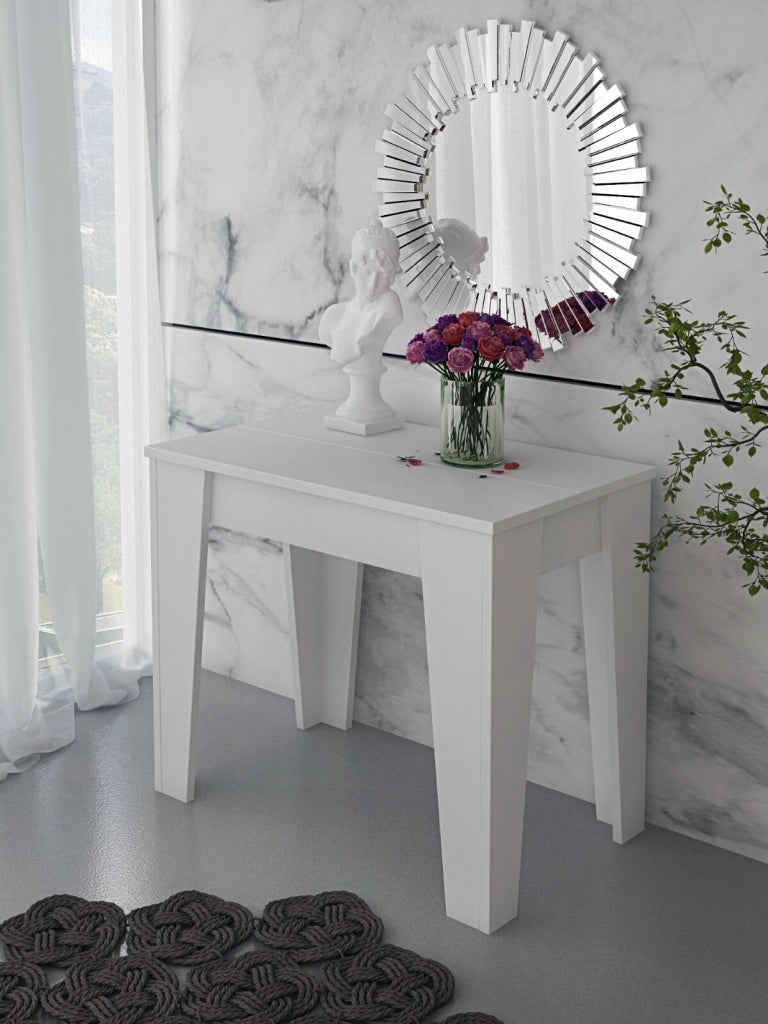 Consolle Allungabile Moderna Tavolo Estensibile Da 54 A 306 cm Con 6 Allunghe Ideale Per 14 posti Salvaspazio Guide In Metallo Design Per Soggiorno Salotto Cucina Ingresso Bianco