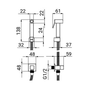 Duplex idroscopino quadro flex 150 cm con supporto e rubinetto