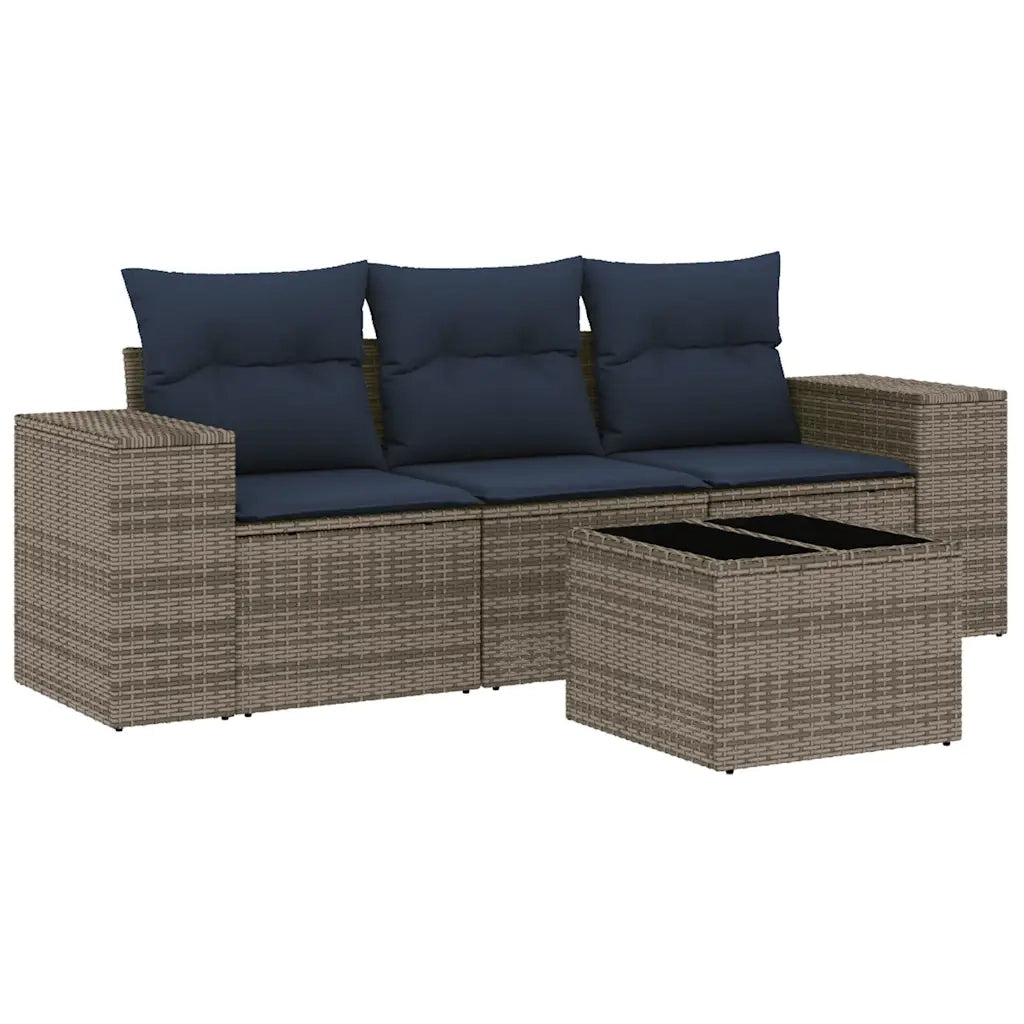 Salotto da Giardino-Set Divani da Giardino 4 pz con Cuscini Grigio in Polyrattan 692544