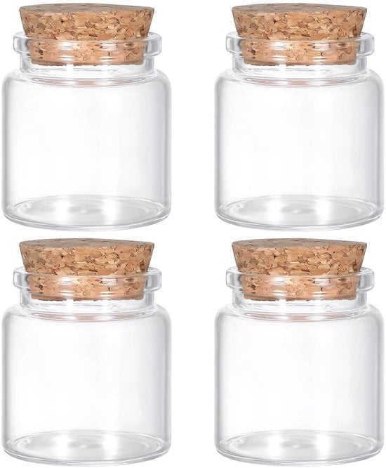 Set di 4 Mini Vasi in Vetro da Infusione 50 ml Decorativi con Tappo