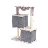 Fudajo Albero tiragraffi grigio con sisal 81cm Con 2 nicchie chiuse Casette Per gatti