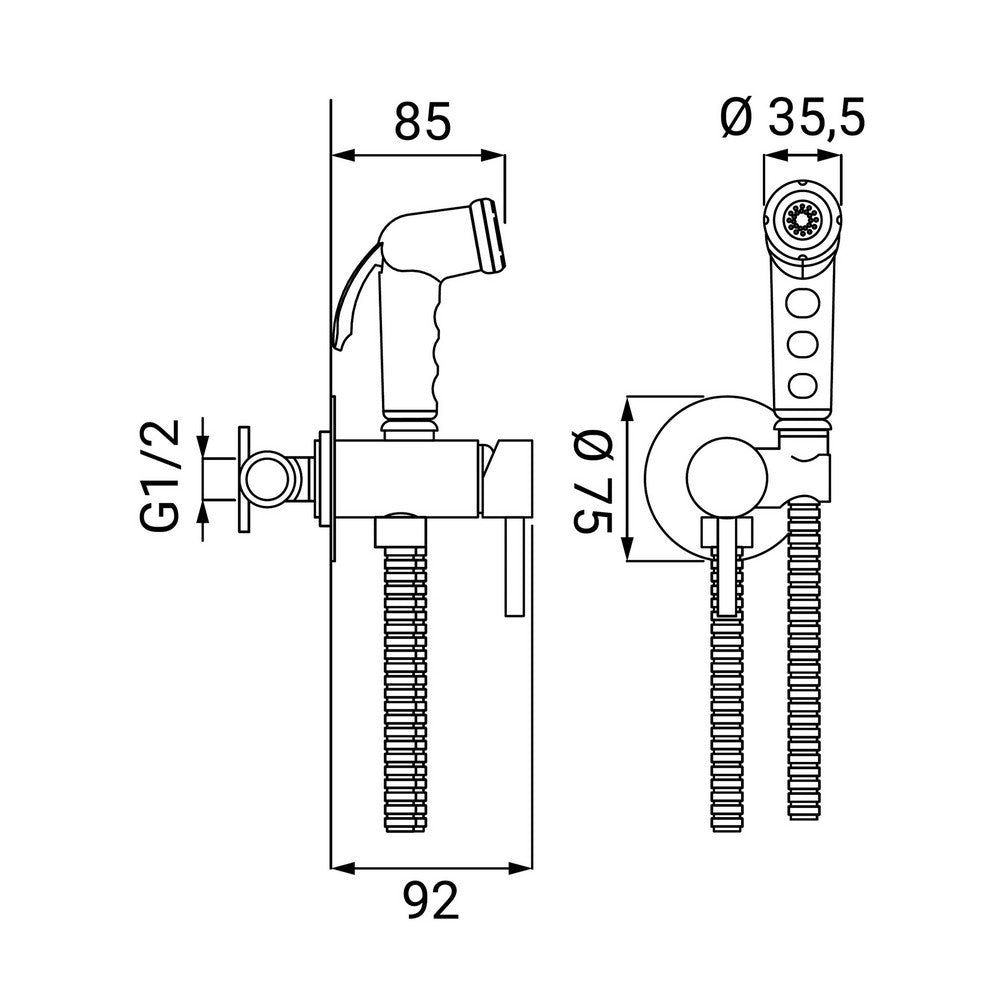 Set idroscopino con miscelatore acqua calda/fredda