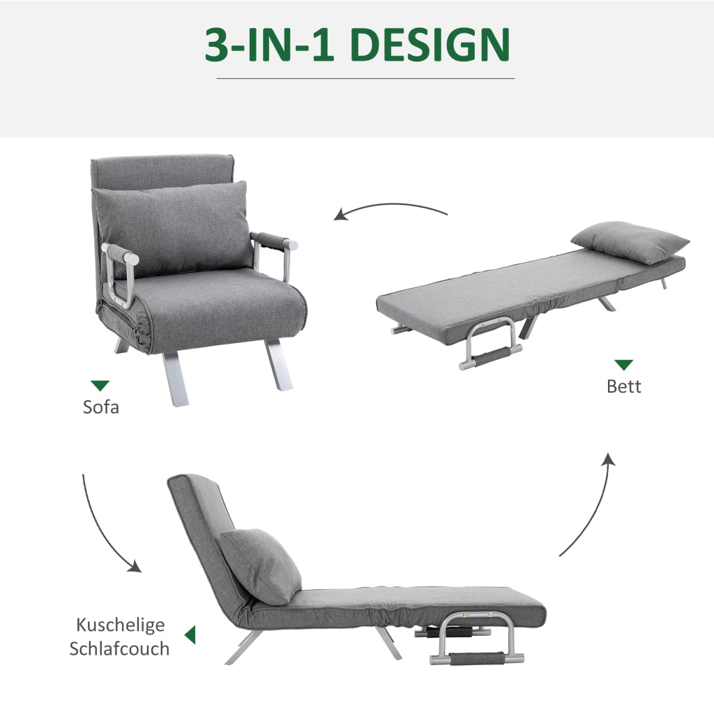 Sedia Relax Poltrona Letto ¨C Zephmum ¨C Grigio 65x69x80 cm
