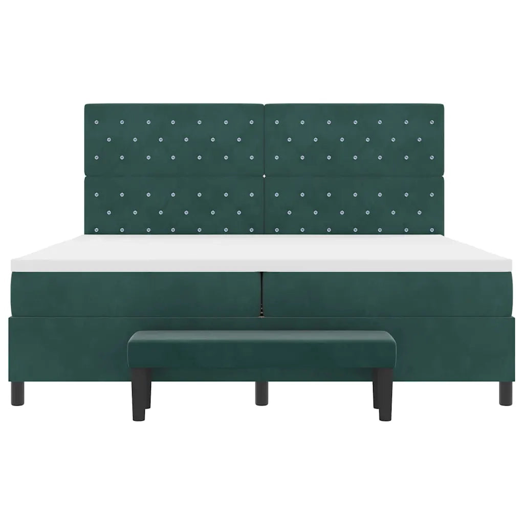 Letto a molle con materasso Verde scuro 200 x 200 cm Velluto 3344471