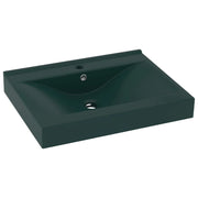Lavabo con foro per rubinetto lavabo da appoggio lavabo da bagno e cucina uso interno 60 x 46 cm ceramica verde scuro opaco 02_0002767