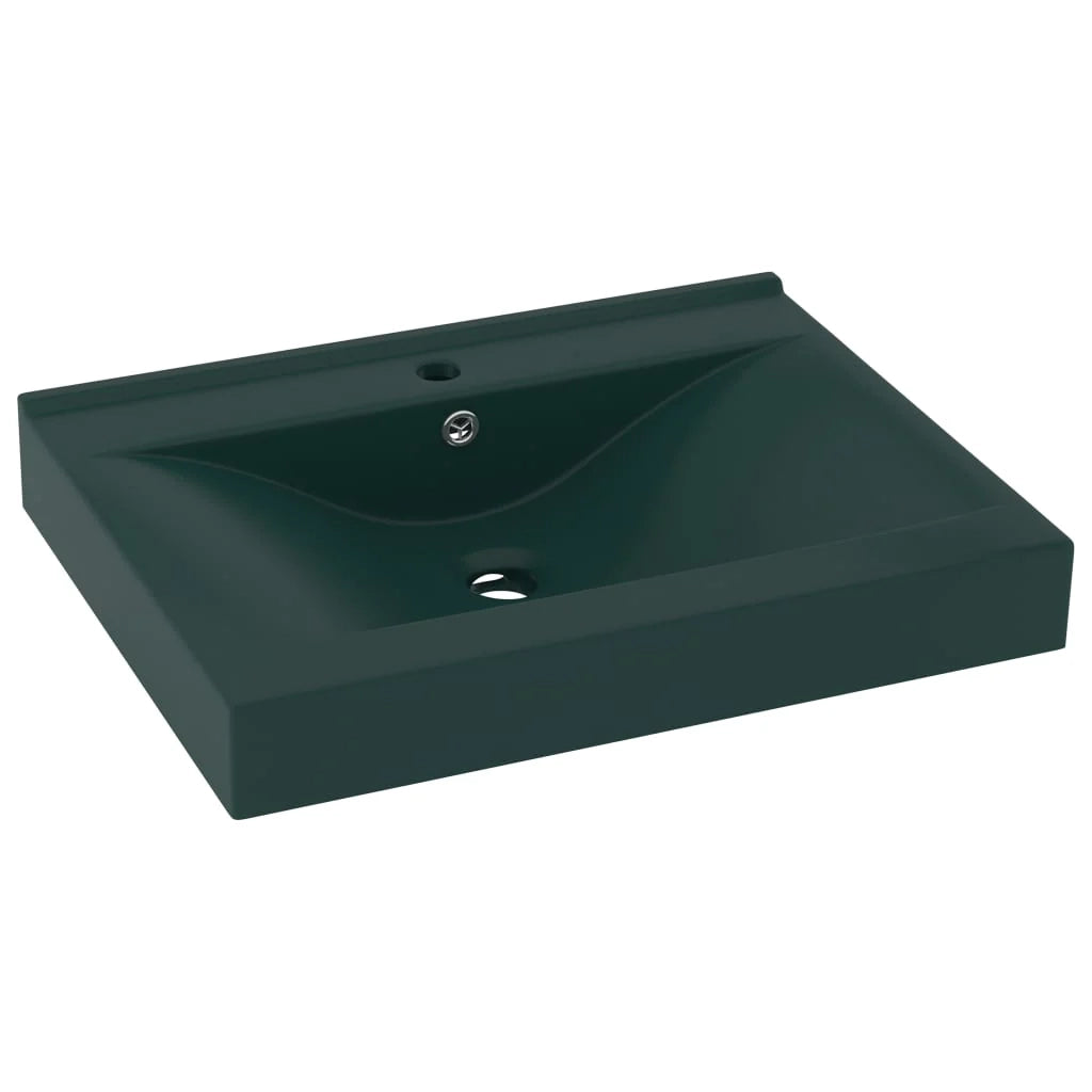 Lavabo con foro per rubinetto lavabo da appoggio lavabo da bagno e cucina uso interno 60 x 46 cm ceramica verde scuro opaco 02_0002767
