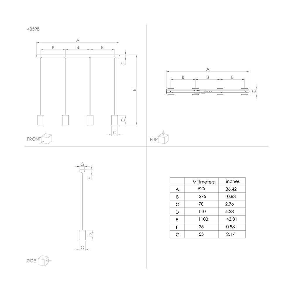 Lampadario Contemporaneo Prestwick 3 4 Luci Acciaio Nero