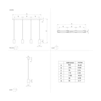 Lampadario Contemporaneo Prestwick 3 4 Luci Acciaio Nero