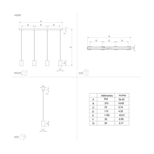 Lampadario Contemporaneo Prestwick 3 4 Luci Acciaio Nero