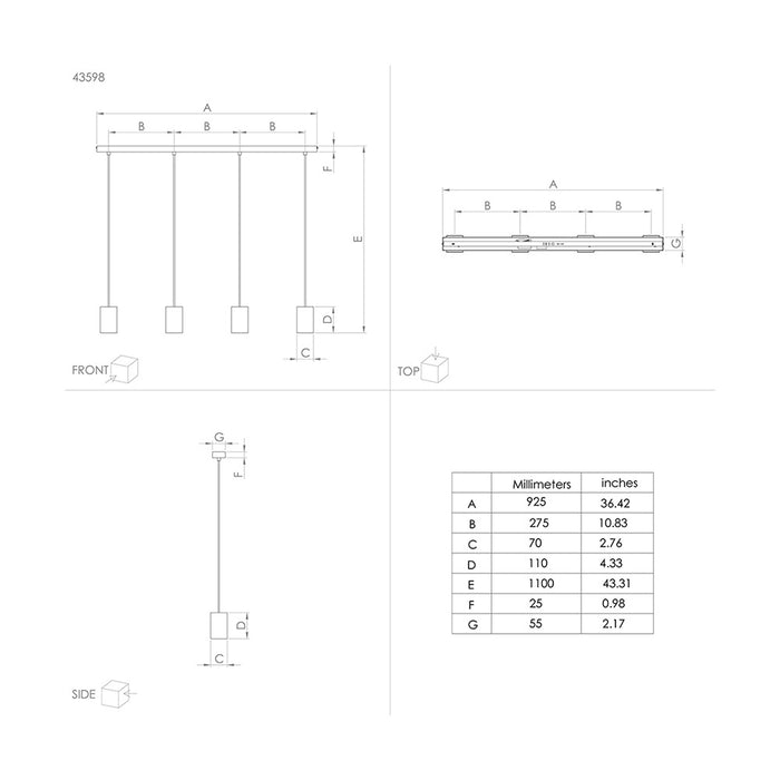 Lampadario Contemporaneo Prestwick 3 4 Luci Acciaio Nero
