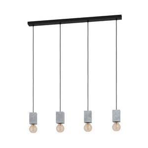 Lampadario Contemporaneo Prestwick 3 4 Luci Acciaio Nero