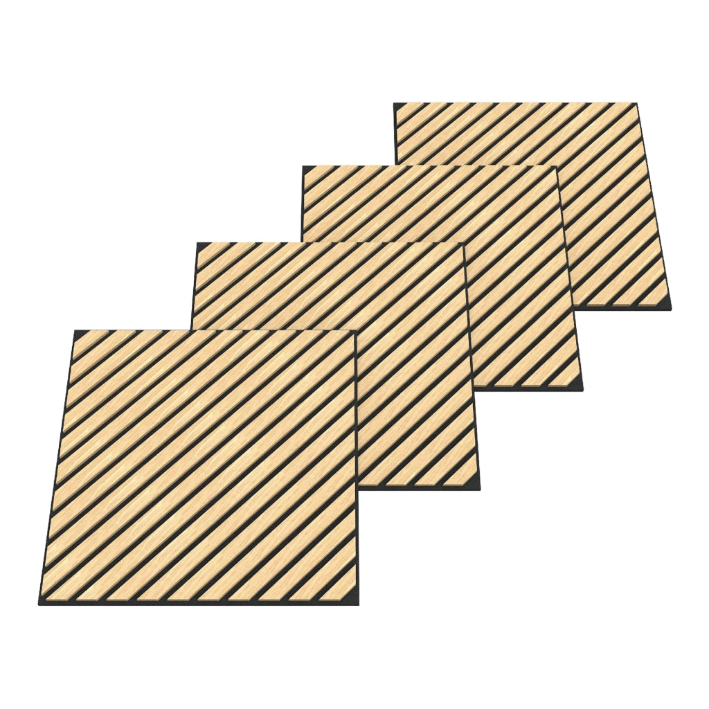Set di 8 pannelli acustici con doghe diagonali 2,88 m² effetto rovere chiaro 03_0009924