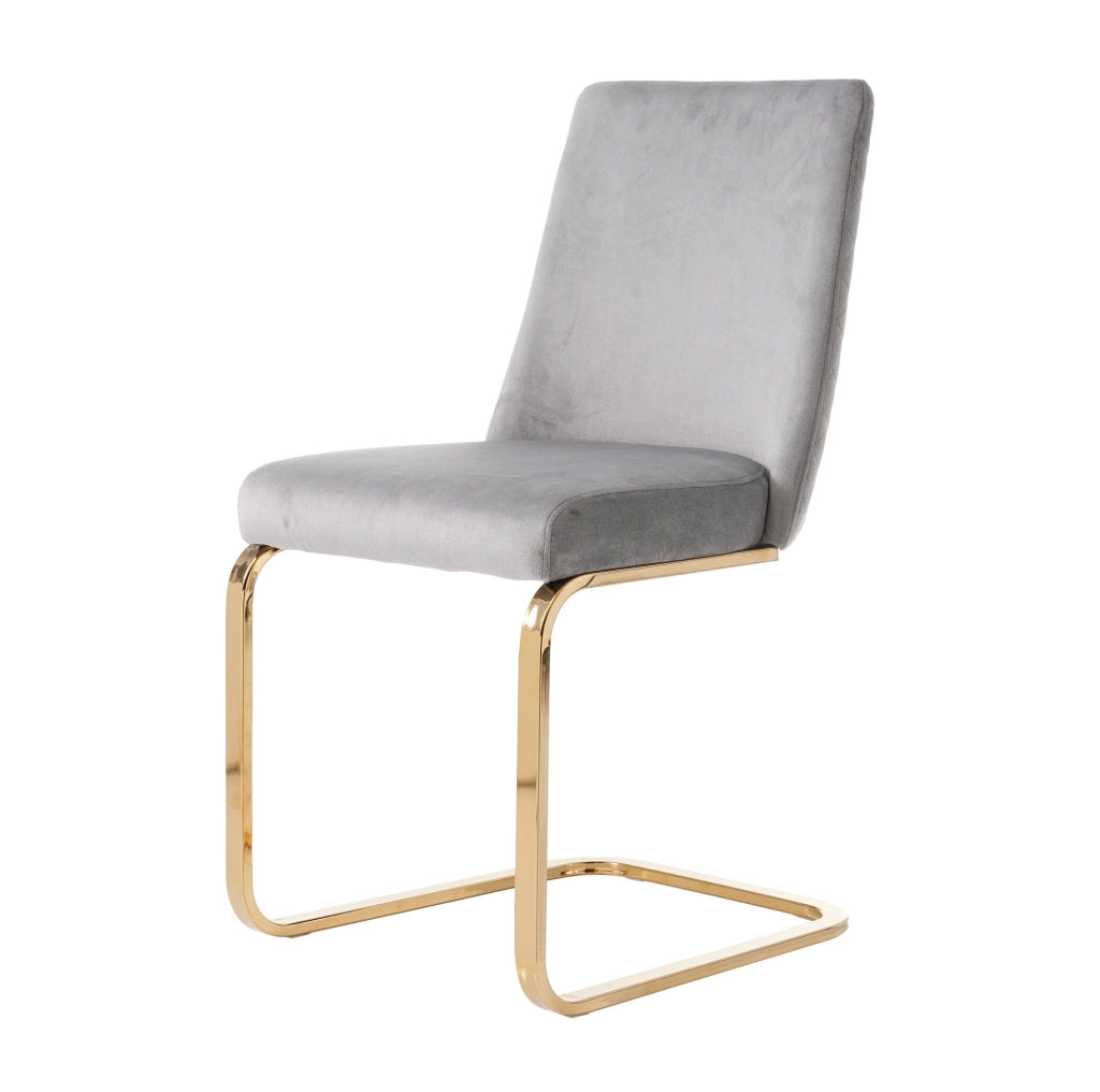 Set 2 sedie da pranzo in velluto grigio con gambe in metallo