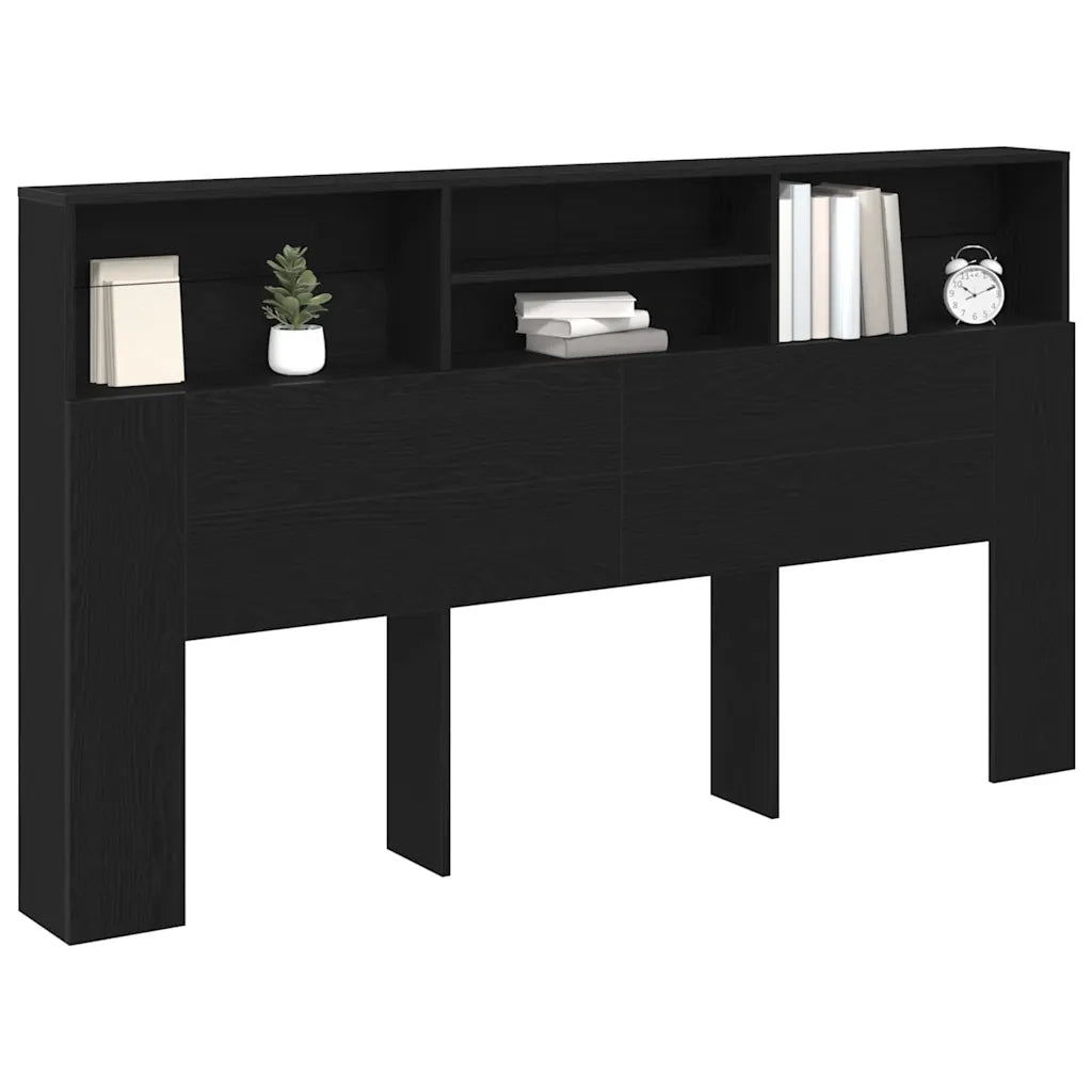 Testata del letto-Testiera con Contenitore Rovere Nero 180 x 19 x 103,5 cm