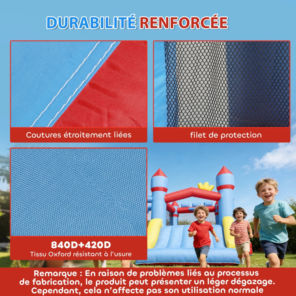 Parco acquatico gonfiabile 5 in 1 con soffiatore, scivoli, trampolino ¨C zephmum ¨C multicolore