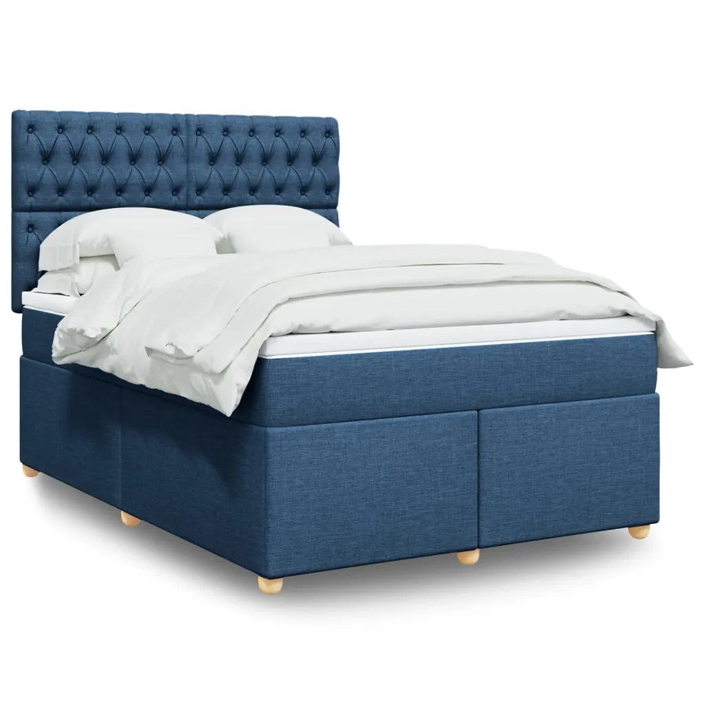 vidaXL Giroletto a Molle con Materasso Blu 160x200 cm in Tessuto