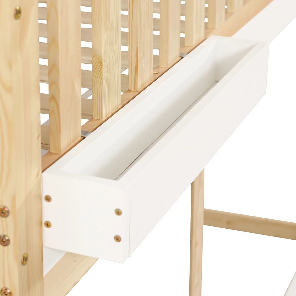 LETTO A CASTELLO PER BAMBINI 90x200 cm, Legno e MDF, Bianco/Naturale