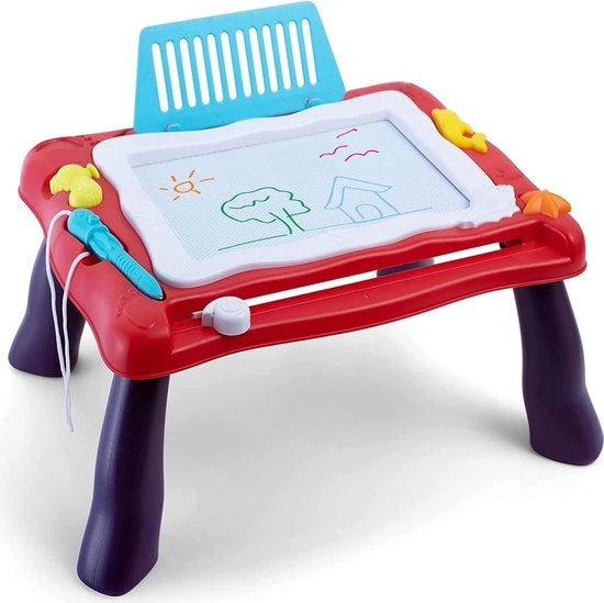 Tavolo da disegno per bambini - Tavolo da disegno magnetico con 4 figure animali - Pieghevole e cancellabile - Dimensioni da viaggio 23x30CM - Giocattolo educativo - Per bambini di entrambi i sessi.