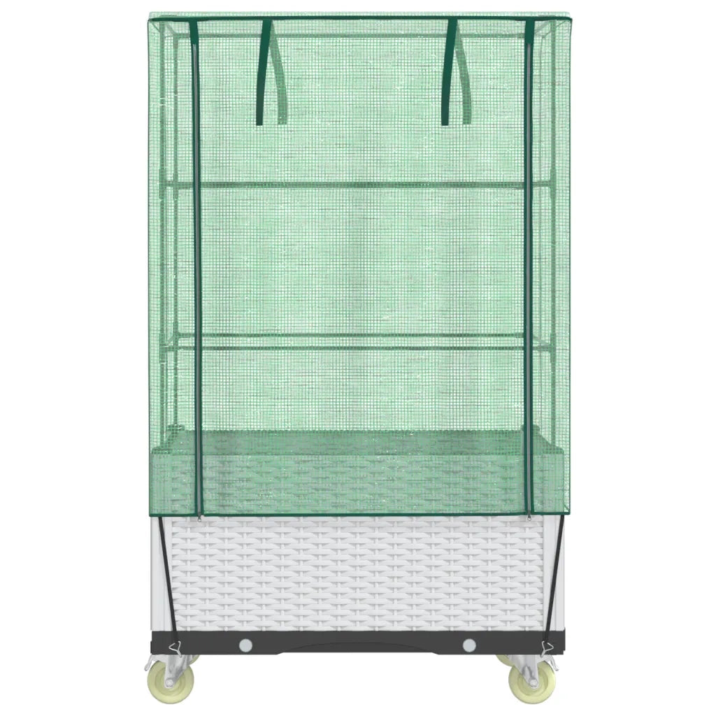 Letto Rialzato con Copertura e Ruote Effetto Rattan 80x50x182cm 4015850