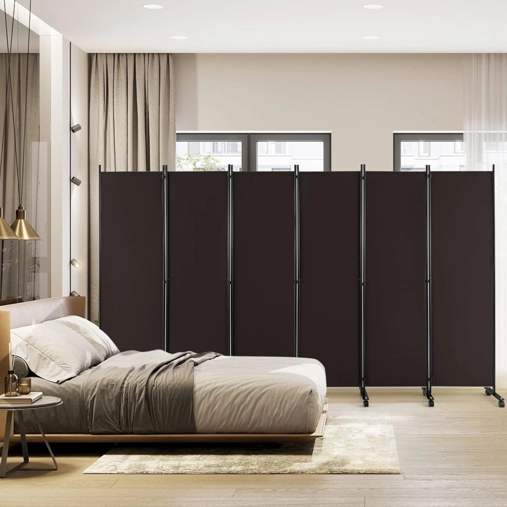 Paravento,Divisorio Interno su Rotelle, 6 Pezzi, 334,5 x 172 cm, Divisorio Pieghevole, 4 Colori