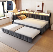 Divano letto estraibile 90x200 cm con LED, USB e USB-C
